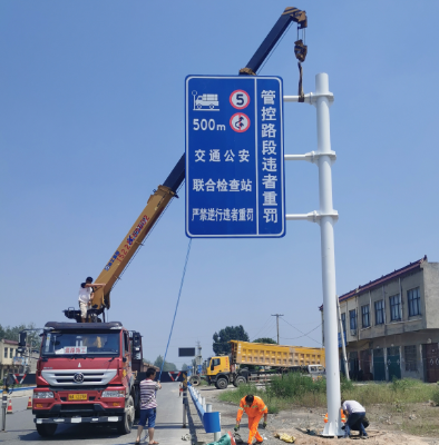 随州双悬臂标志杆、交通标志杆制作、门架立柱加工厂家